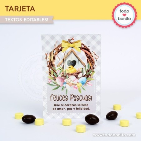 Pascuas pollito: tarjeta imprimible y digital