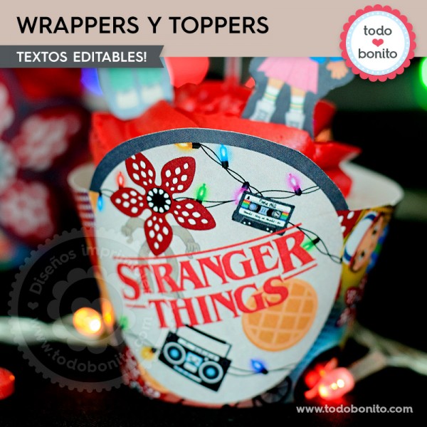 Stranger Things: wrappers y toppers cupcakes