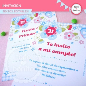 Flores y mariposas:  invitación para imprimir