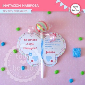 Flores y mariposas:  invitación para imprimir mariposa