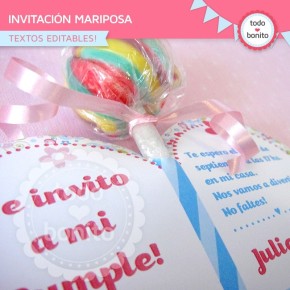 Flores y mariposas:  invitación para imprimir mariposa