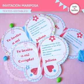 Flores y mariposas:  invitación para imprimir mariposa