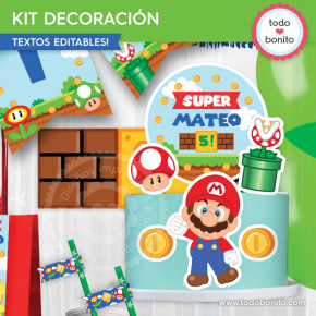 Kit Imprimible Mario Bros Cumpleaños Niños Candy Bar Cumple