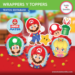 Topper Feliz Cumpleaños Mario Bros - Tu sitio ideal!