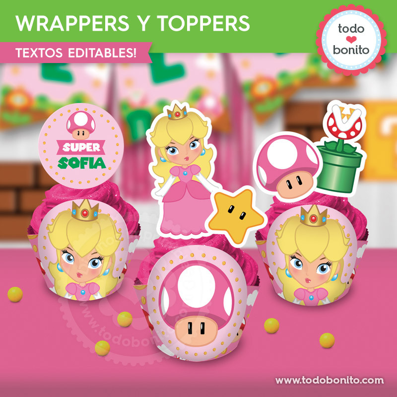 Topper de Bolo Princesa Peach - Decoração Princesa Peach