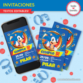 Sonic: invitación imprimible y digital