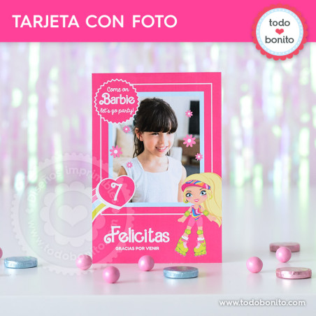 Barbie rollers: tarjeta con...