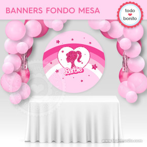 Fiesta temática BARBIE decoracion con globos y shimmer wall + caja