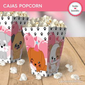 Perritos rosa: cajas popcorn