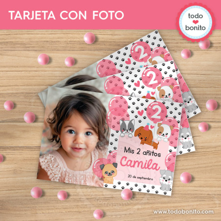 Perritos rosa: tarjeta con...