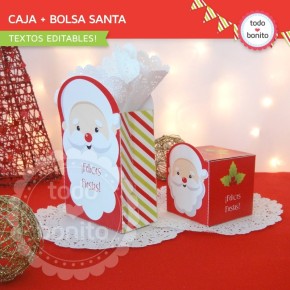 Navidad verde y rojo: bolsa y cajita santa