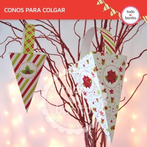 Navidad verde y rojo: caja cono