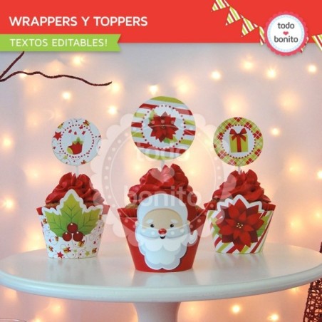 Navidad verde y rojo: wrappers y toppers