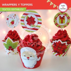 Navidad verde y rojo: wrappers y toppers