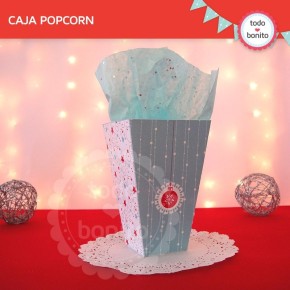 Navidad aqua y rojo: caja popcorn