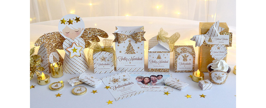 Kits imprimibles de Navidad Glitter dorado