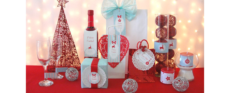 Kits imprimibles de Navidad aqua y rojo