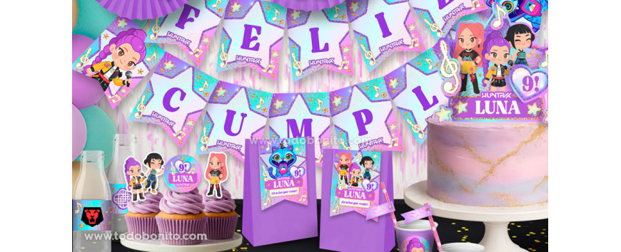 Huntrix 💜 Rumi, Mira y Zoey | Kits imprimibles K-pop