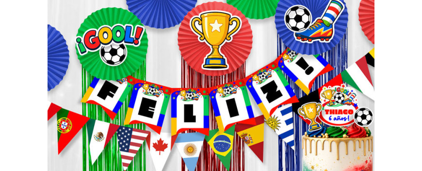 Decoración Fútbol Países del Mundo – Kits Imprimibles para Cumpleaños