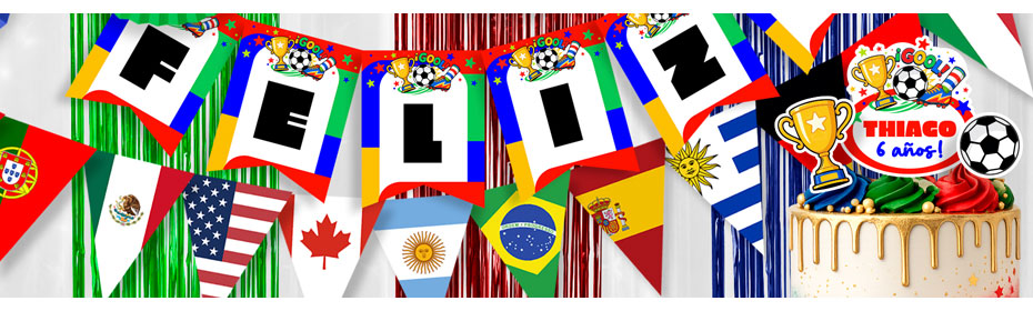 Cumpleaños Fútbol Países del Mundo – Pelotas, Goles y Campeones
