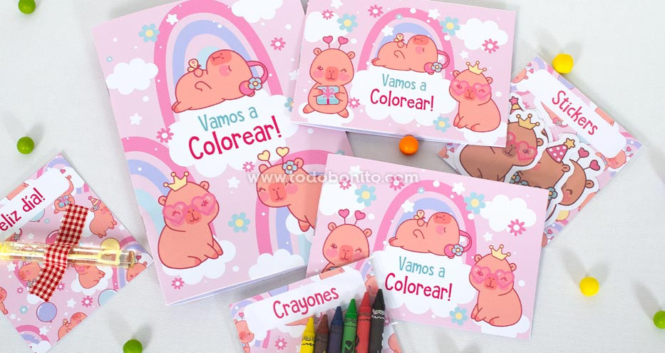 Kit imprimible creativo de capibaras para el día del niño